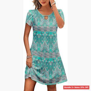 Women's A-Line T-Shirt Dress with Pockets Casual Summer Sundress